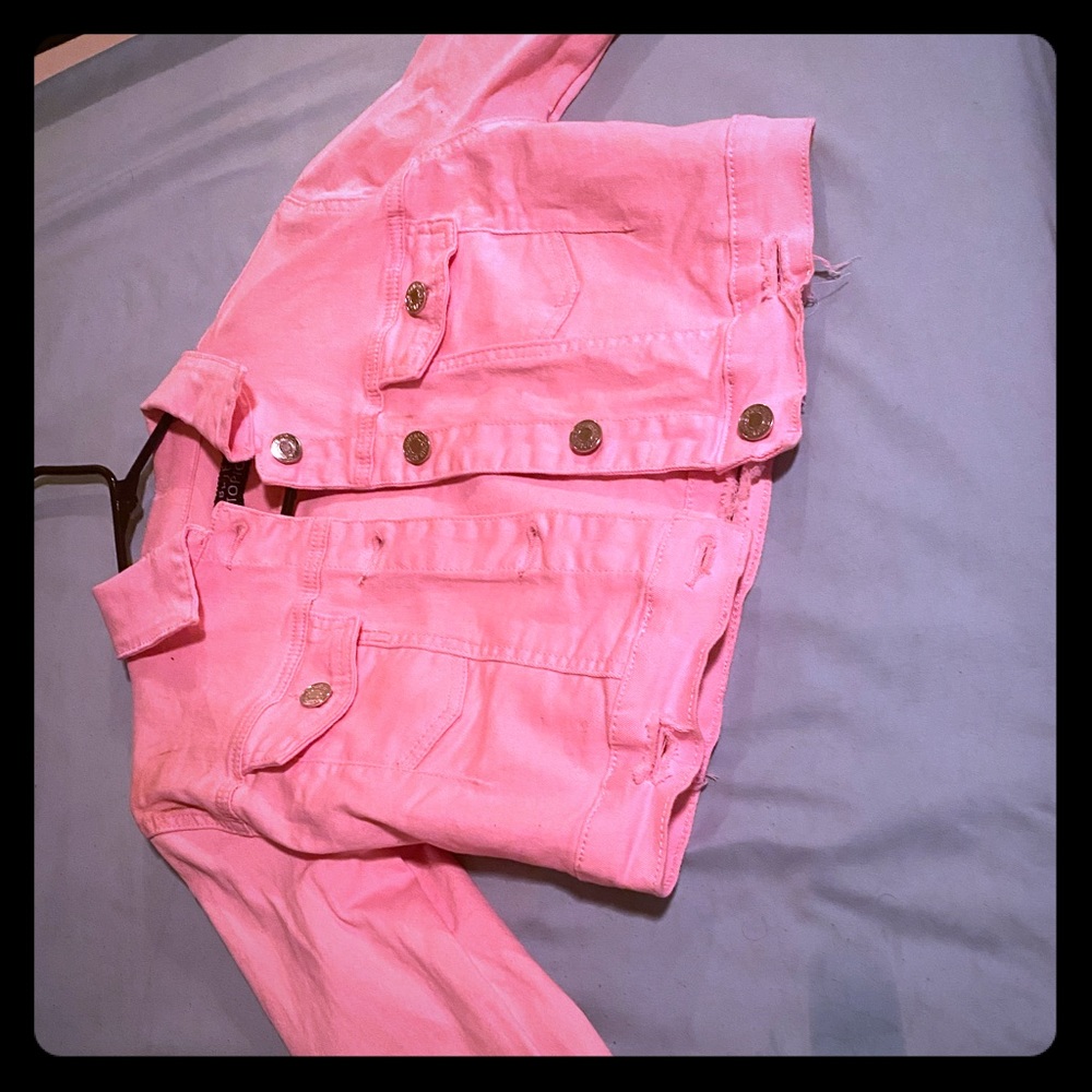 Pink Crop Jean Jacket